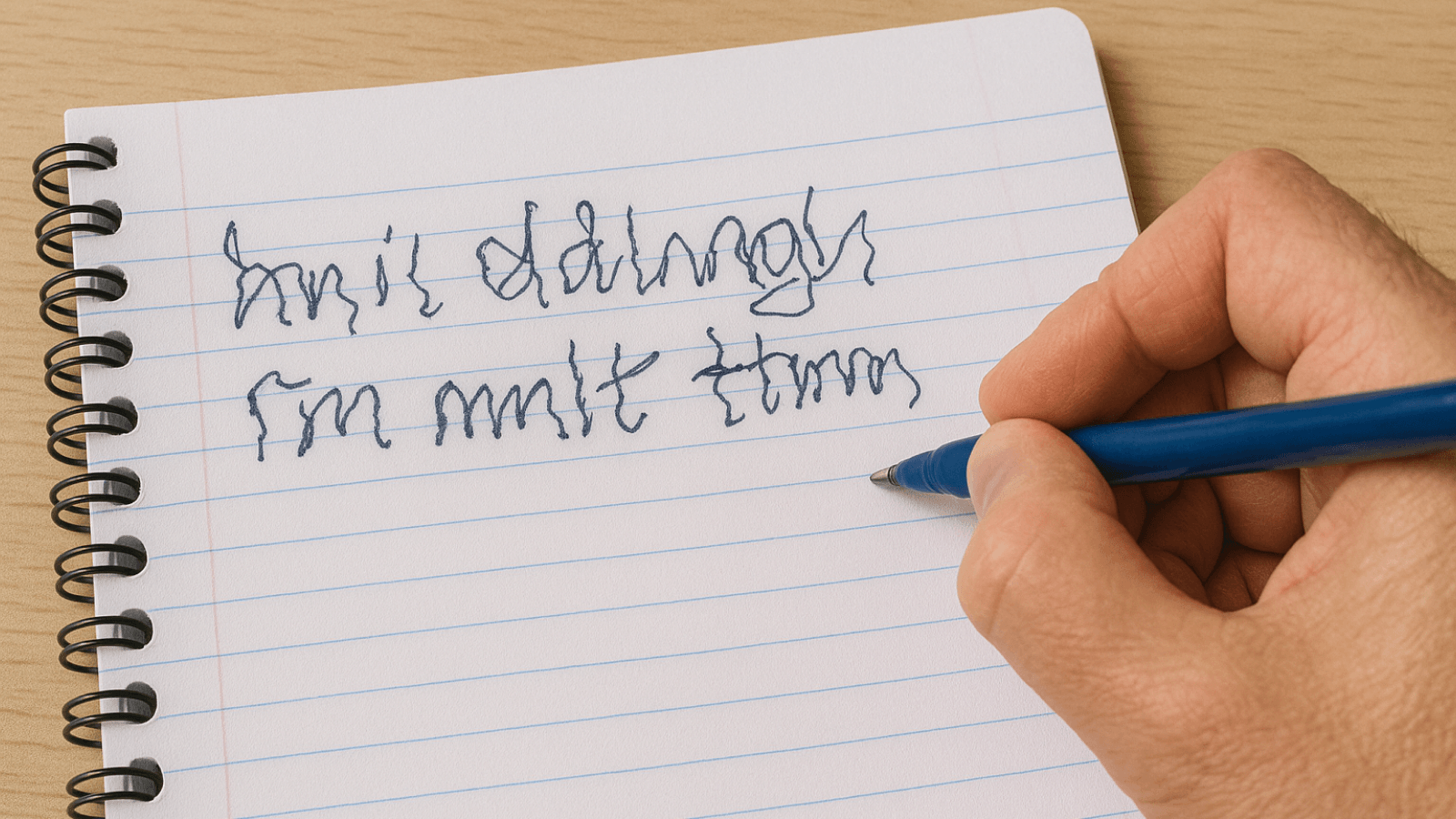 تصویر دست مبتلا به Task-specific Tremor هنگام نوشتن با خودکار.